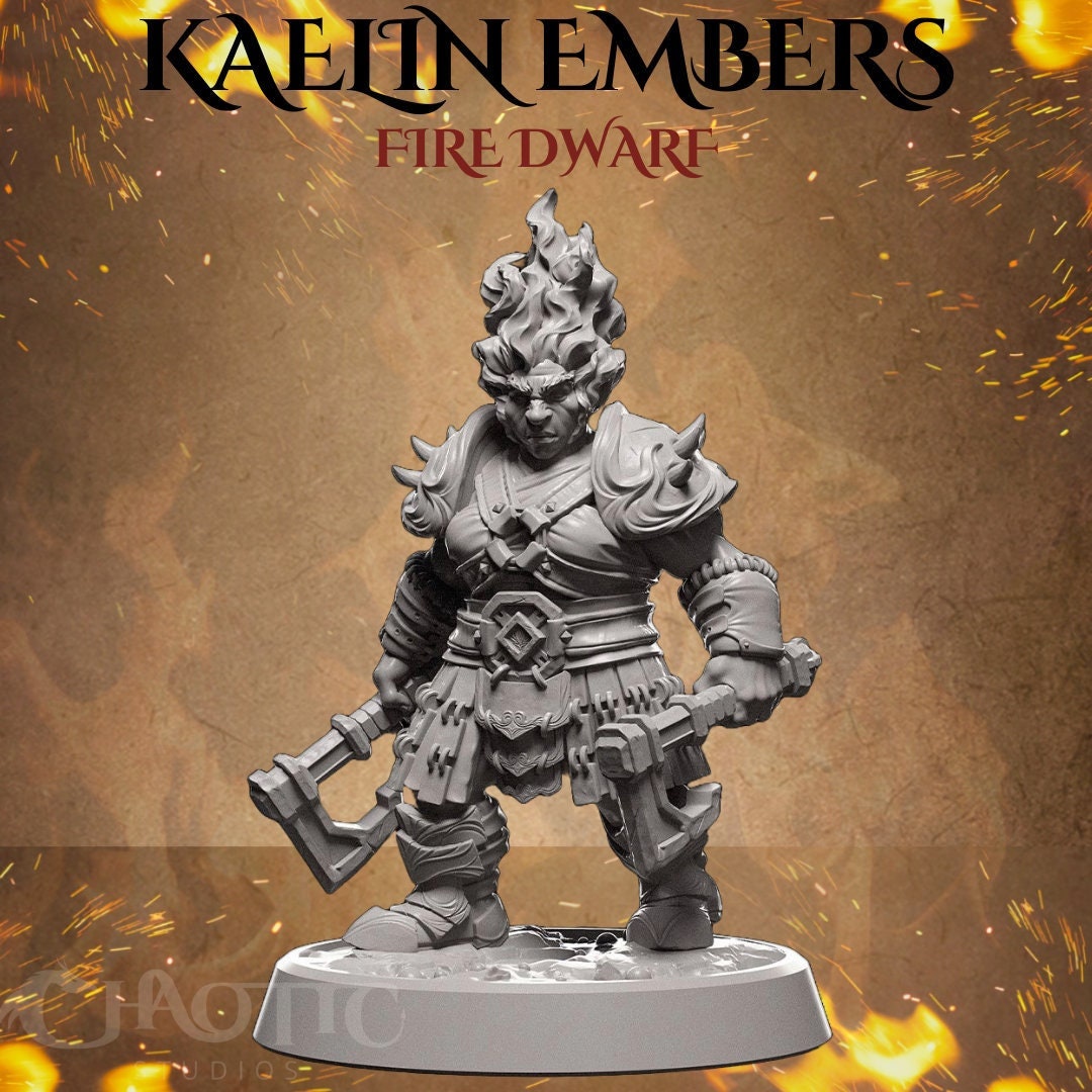 Kaelin Embers: Female Dwarf Warrior Miniature With Dual Hand Axes (25mm ...