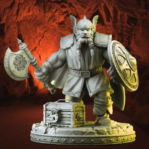 3D Gedruckter Mini - Azaghal Zwerg - Primal Collectibles dnd Miniatur