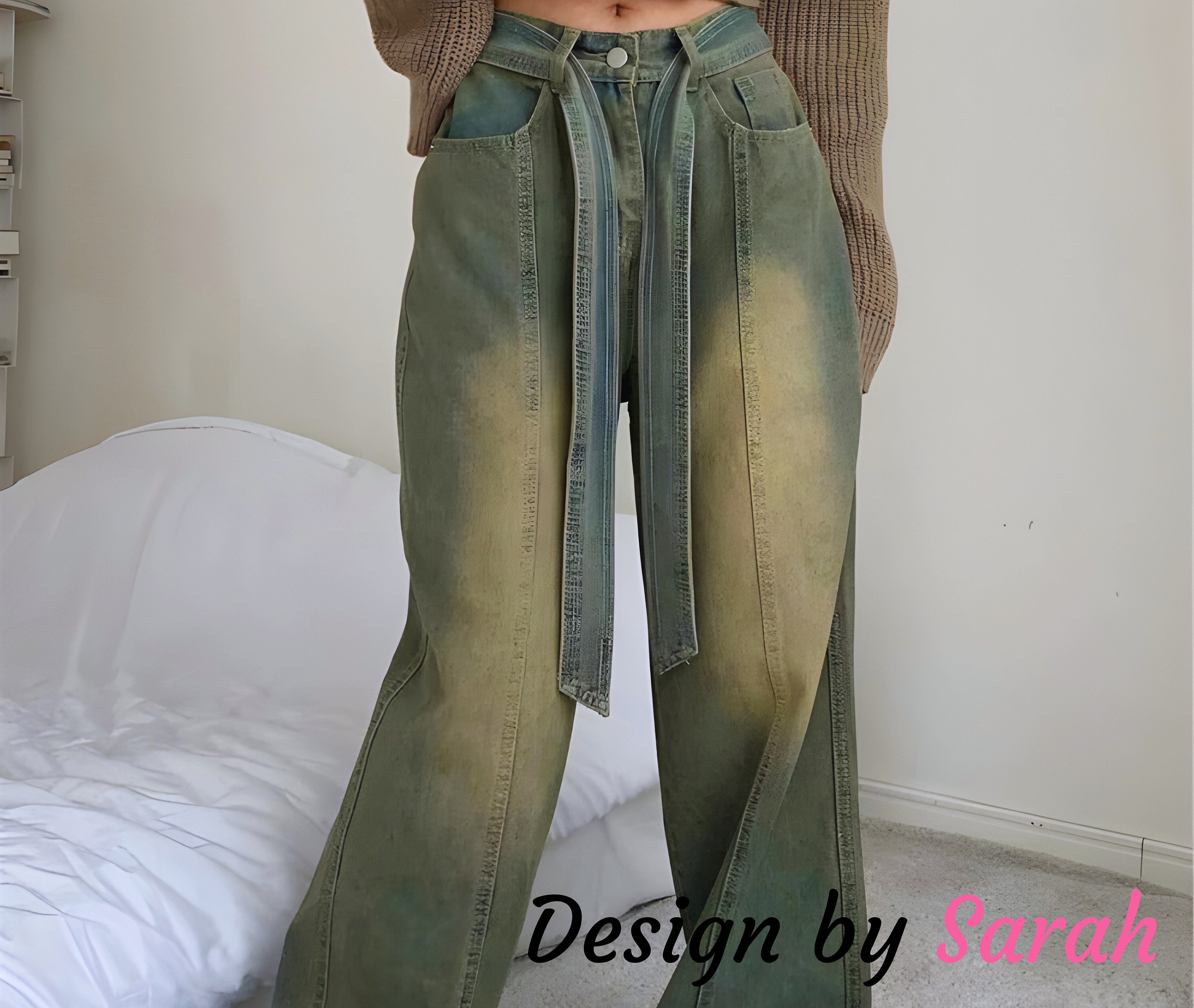 Y2K Baggy Jeans Women Loose Low Waisted, Streetwear Wide Leg Cargo