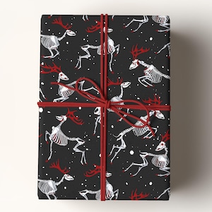Goth Wrapping Paper, Christmas Gift Wrap, Reindeer Skeleton Wrapping Paper, Gothic Wrapping Paper, Premium Gift Wrap, Crafting Paper