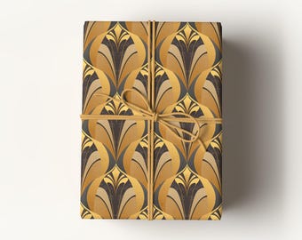 Art Deco Gold Premium Wrapping Paper – Luxury Geometric Gift Wrap, Glam 1920s Great Gatsby Style, Elegant Retro Party or Holiday Packaging