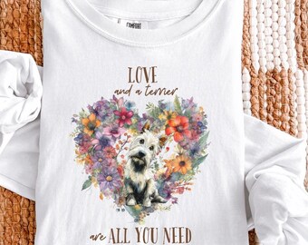 Camiseta de manga larga con colores cómodos Love and a West Highland Terrier, regalo para mamá Westie