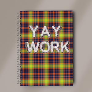 YAY TRABALHO Caderno de Trabalho Xadrez Letras Florais Preppy Bonito espaço de trabalho Engraçado Trabalho presente DIY Presente Criativo Promoção de Emprego presente Xadrez Amarelo