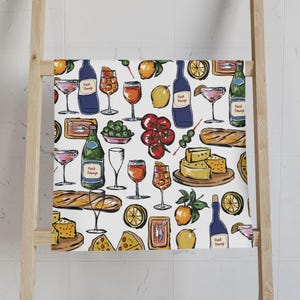 Subtle Fuck Trump Wine Cheese Bread Hand Towel, FDT Boho Foodie Kitchen Decor, Anti Trump Gift Mom