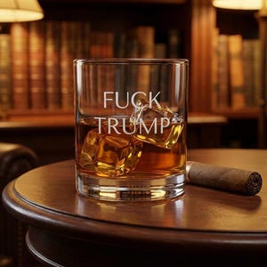 Vaso de whisky grabado anti-Trump, vaso de bar "Fuck Trump", regalo para el Día del Padre "No Kings" (FDT)