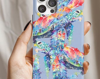Sea Turtles Coastal Aesthetic Marine Life Phone Case, iPhone Samsung Galaxy Ocean Awareness Blue Turtles