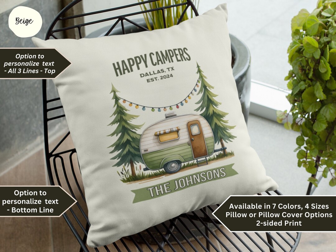 Personalized RV Pillow Family Names RV Pillow Cover Camping Decor