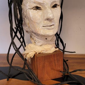 Medusa Handmade 17&quot; Plaster Head Sculpture (Created by Local Artist)