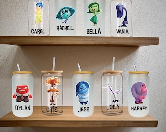 Inside Out 2 Glass Tumblers, Inside Out 2 Emotion Glass Cups, Inside Out 2 Drinking Glass Jars, Inside Out 2 Character Glass Cups
