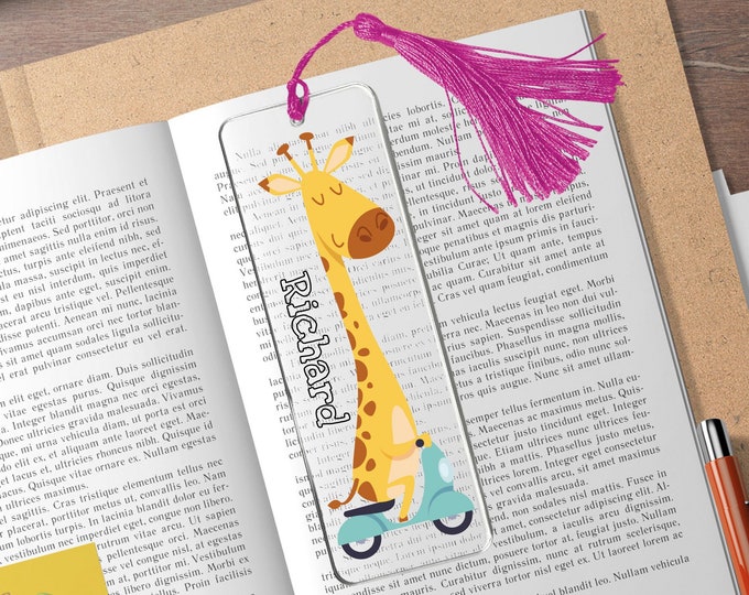 Personalized Cute Animal Bookmark For Kids, Bookmark Gift For Kids, Custom Funny Animal Bookmark, Acrylic Name Bookmark, Book Lover Kid Gift