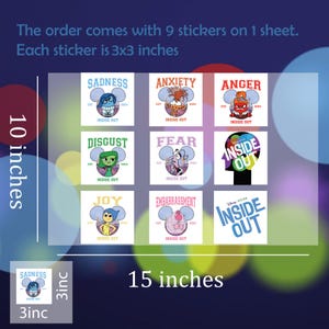 Inside Out 2 Stickers For Kids, Inside Out 2 3x3 Decals, Inside Out 2 Bulk Stickers, Inside Out 2 School Decals, Inside Out 2 Notebook Decal