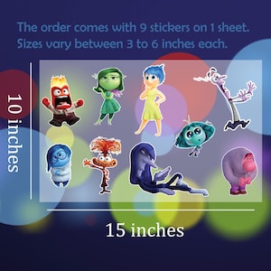 Inside Out 2 9 Stickers, Inside Out Sticker Bundle, Uv Dtf Stickers, Inside Out 2 Decal Sheet, Inside Out 2 Phone Cover Decal, Laptop Decal