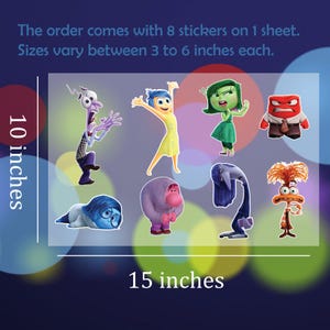 Inside Out 2 Uv Dtf Sticker, Disney Pixar Inside Out 2 Decal, Disney Sticker, Inside Out 2 Sheet, Inside Out 2 Gifts, Inside Out 2 Sticker
