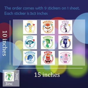Inside Out 2 Stickers, Inside Out Uv Dtf Stickers, Laptop Decal, Waterproof Stickers, Inside Out 2 Tumbler Sticker, Birthday Gift Decal