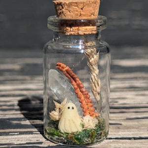 Ghost in a bottle, mini ghost, pet ghost, halloween terrarium