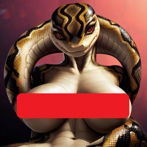 Female Snake NSFW Art - 50 Images Bundle - AI Generated