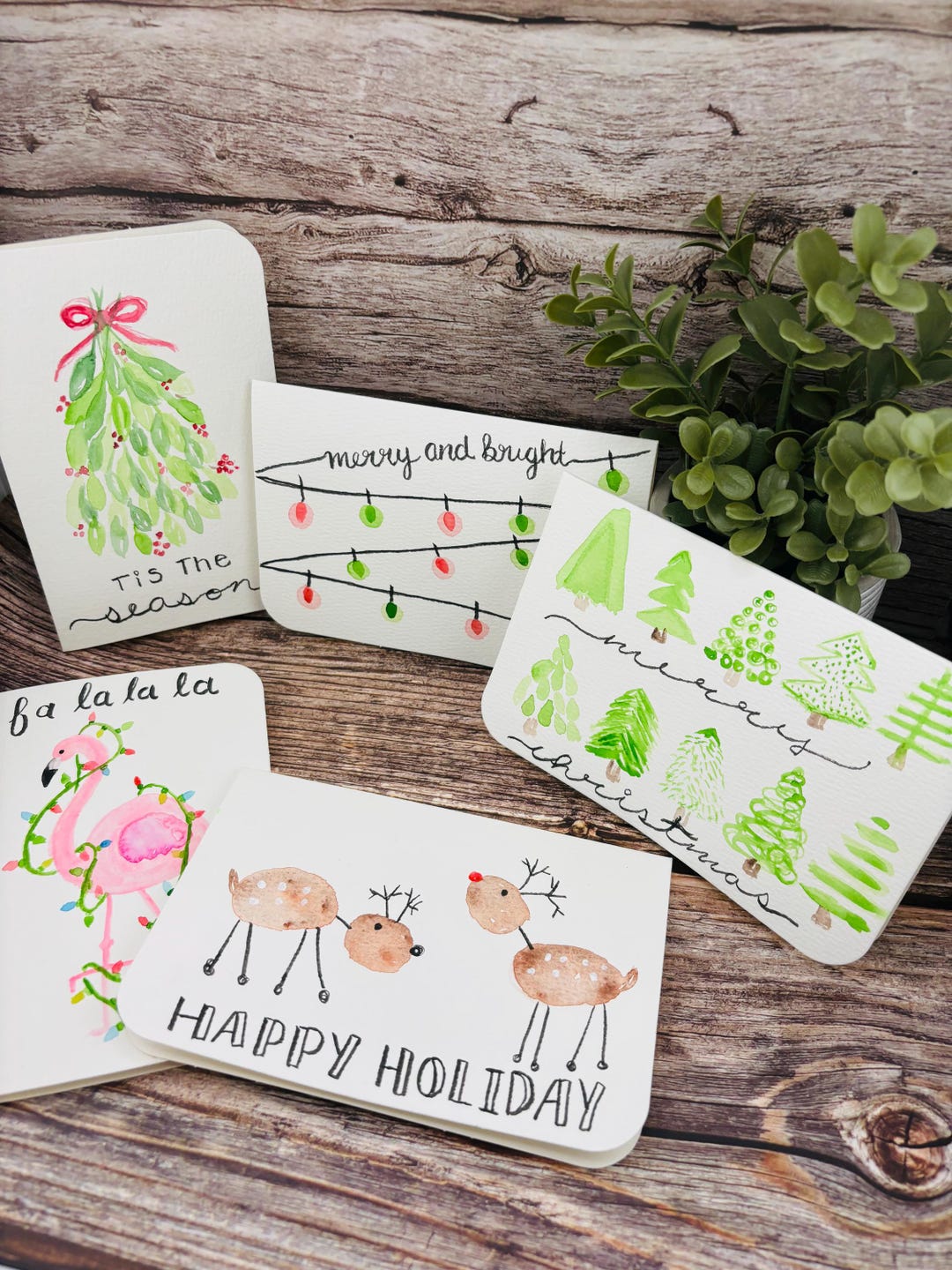 Hand Painted Watercolor Christmas Cards, Holiday Greeting Cards - Etsy