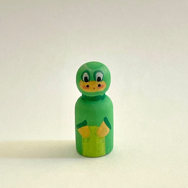 Hand Painted Frog Peg Doll