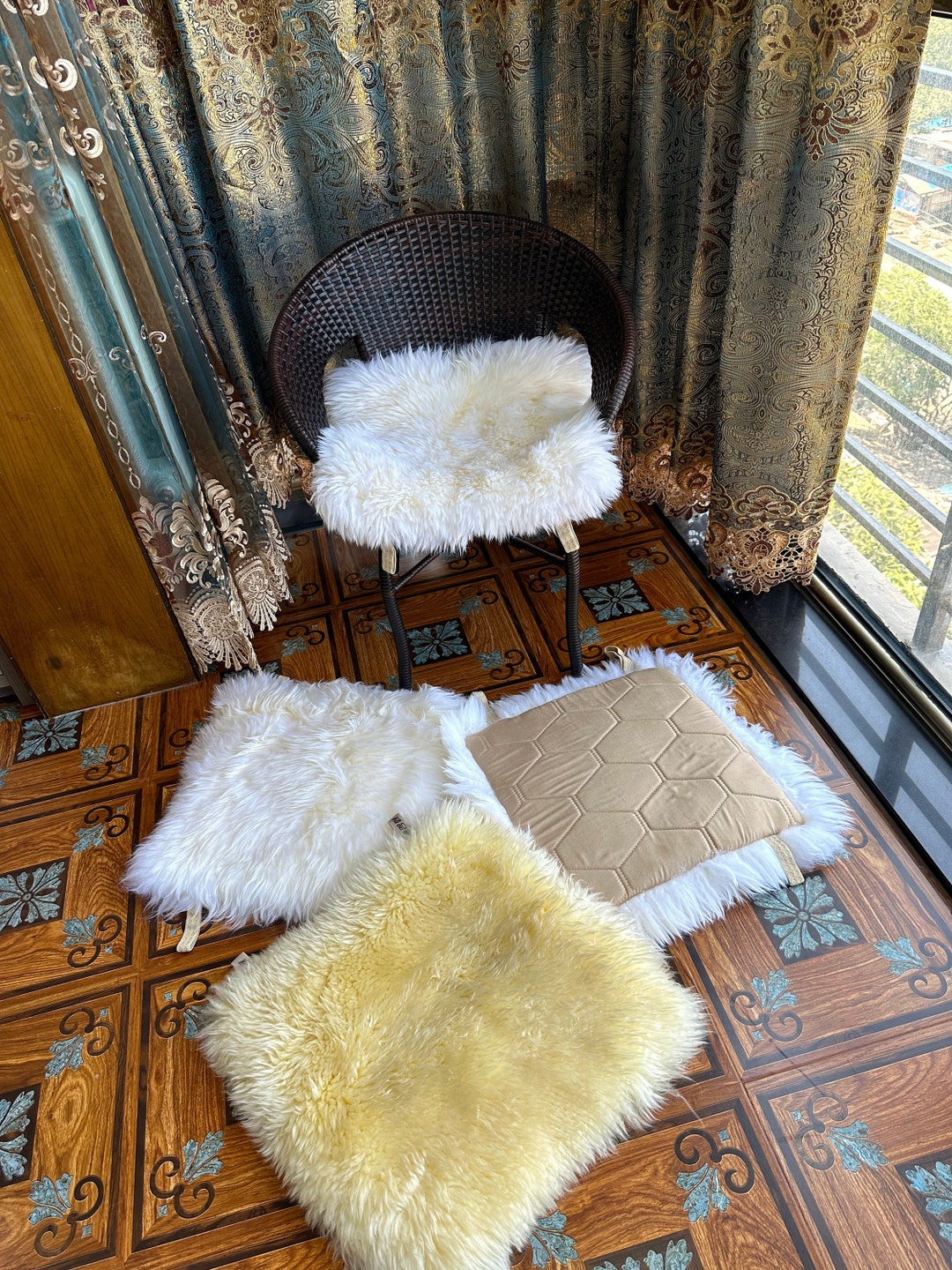 Super Soft Sheepskin Chair Pad Seat Stool Chair Cushions Bar Etsy