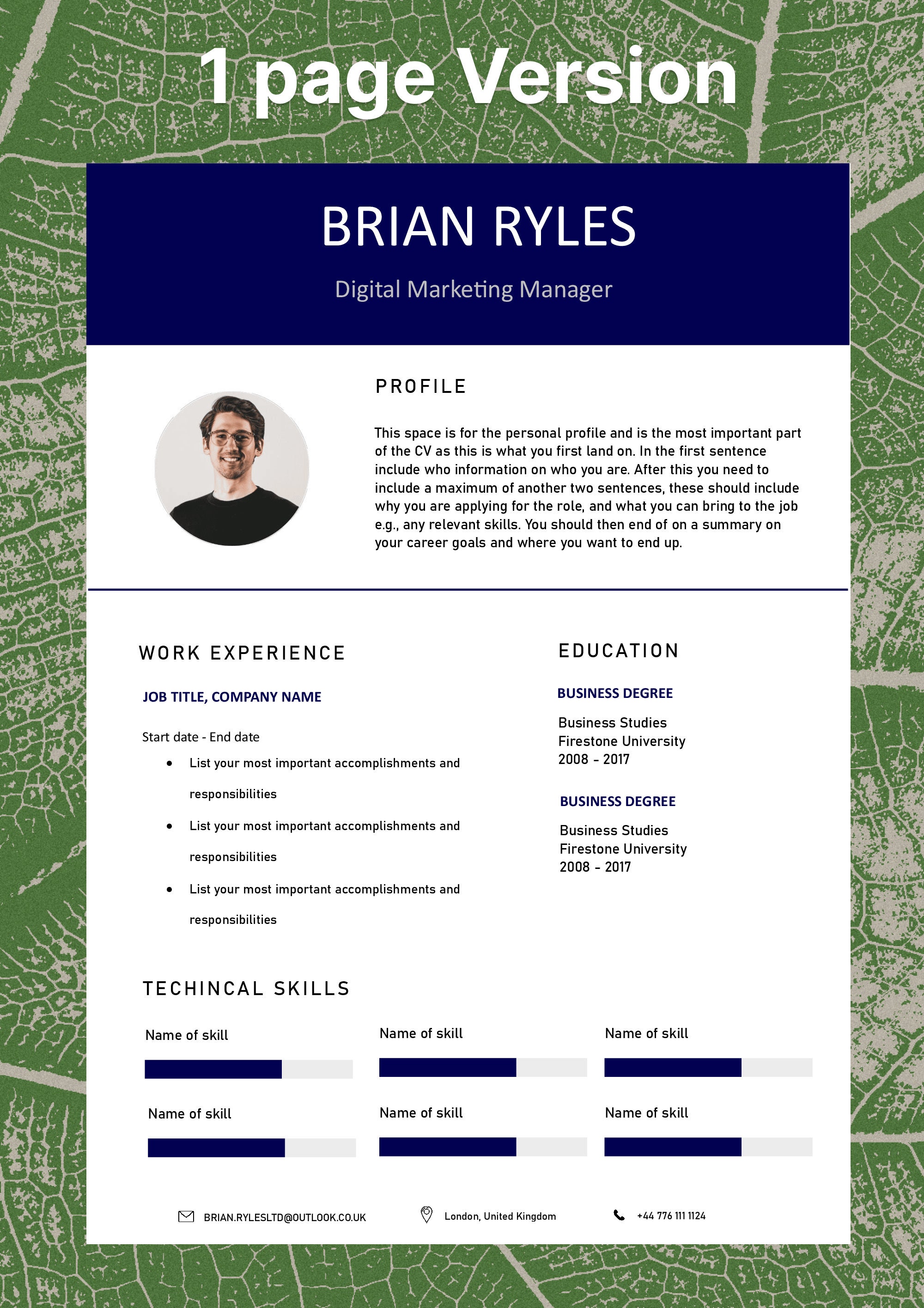 Professional CV Template for Microsoft Word With Cover Letter - Etsy