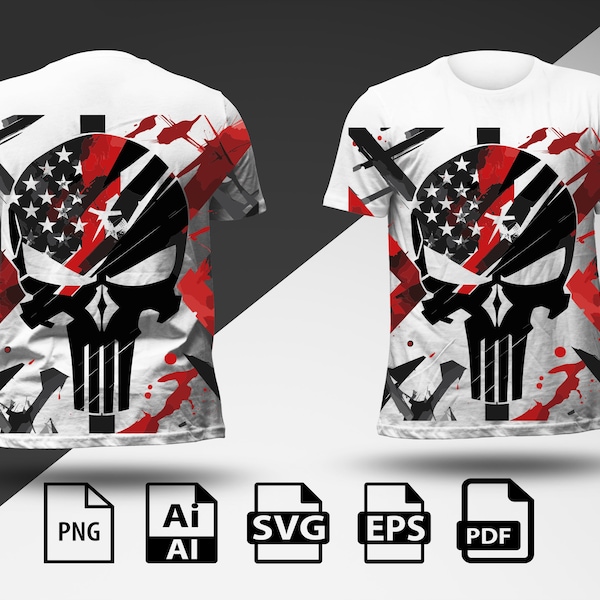 punisher skull SVG/PNG T-Shirt Design Digital Download