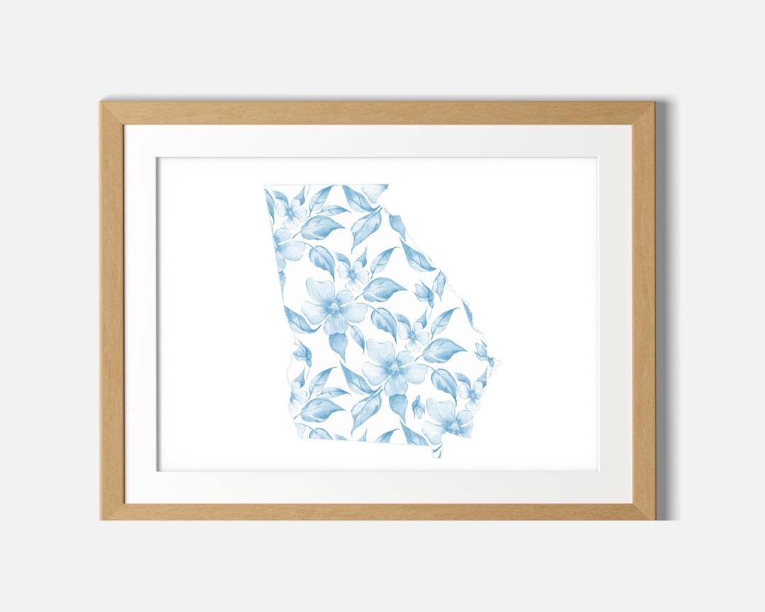 Floral Georgia Wall Art Printable | Blue GA DIY Art | Girl Nursery ...