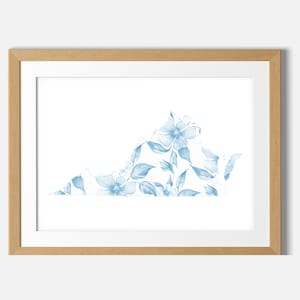 Floral Virginia Wall Art Printable | Blue VA DIY Art | Girl Nursery Decor | Living Room Picture