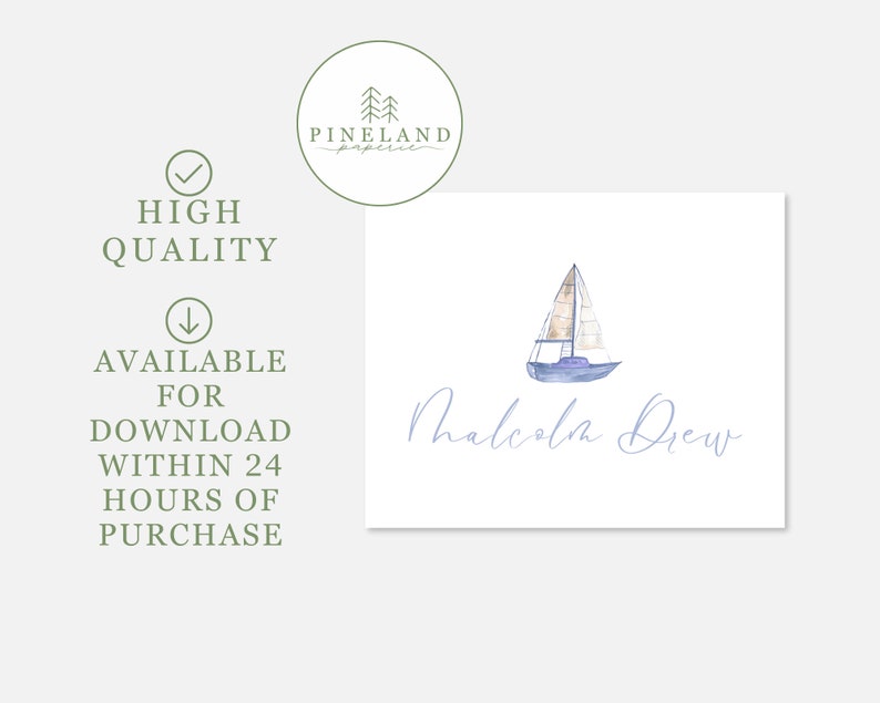 Personalized Baby Boy Nursery Printable With Sailboat Baby Blue Nursery ...