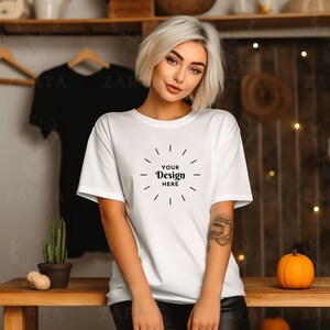 Bella Canvas 3001 Tshirt Mockup, Bella Canvas Shirt, White Shirt Mockup, Fall Mockup, Halloween shirt mockup, Spooky mockup, Halloween Mock