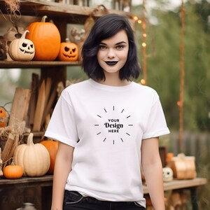 Bella Canvas 3001 Tshirt Mockup, Bella Canvas Shirt, White Shirt Mockup, Fall Mockup, Halloween shirt mockup, Spooky mockup, Halloween Mock
