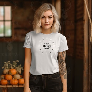 Bella Canvas 3001 Tshirt Mockup, Bella Canvas Shirt, White Shirt Mockup, Fall Mockup, Halloween shirt mockup, Spooky mockup, Halloween Mock