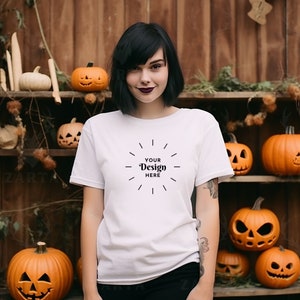 Bella Canvas 3001 Tshirt Mockup, Bella Canvas Shirt, White Shirt Mockup, Fall Mockup, Halloween shirt mockup, Spooky mockup, Halloween Mock