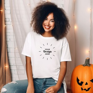 Bella Canvas 3001 Tshirt Mockup, Bella Canvas Shirt, White Shirt Mockup, Fall Mockup, Halloween shirt mockup, Spooky mockup, Halloween Mock