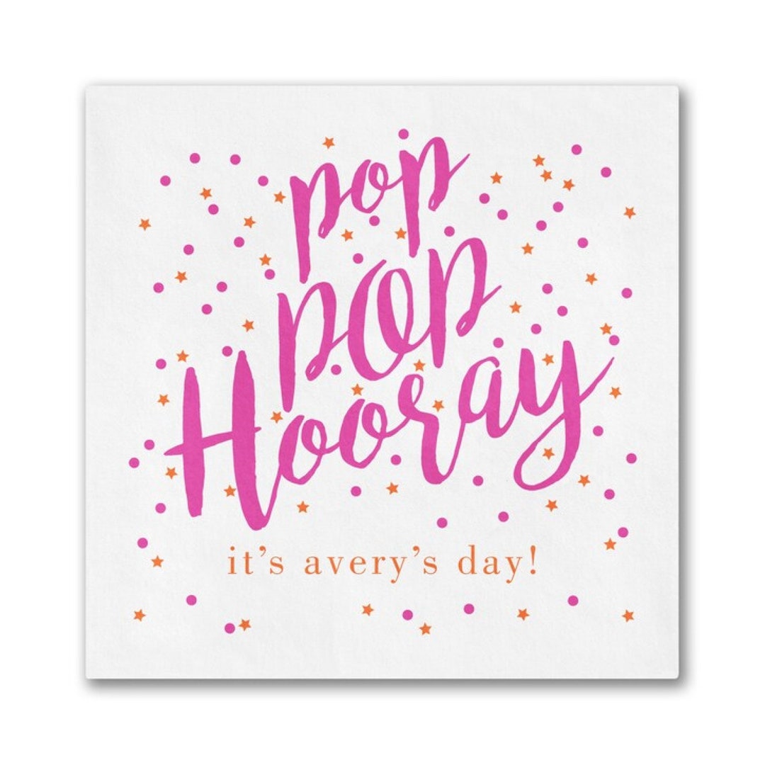 Pop Pop Hooray Confetti Dot Custom Cocktail Napkins Paper Etsy