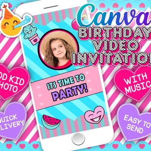 Editable and instant download, Girl e invitation, Birthday party video Invitation for girl With music, video invite for mobile