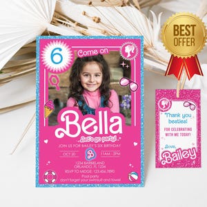 Girl Birthday Invitation, Birthday Invitation Pink Fashion Doll Birthday Party Invitation Girls Cute Doll Theme Invite for Party, Pink Evite