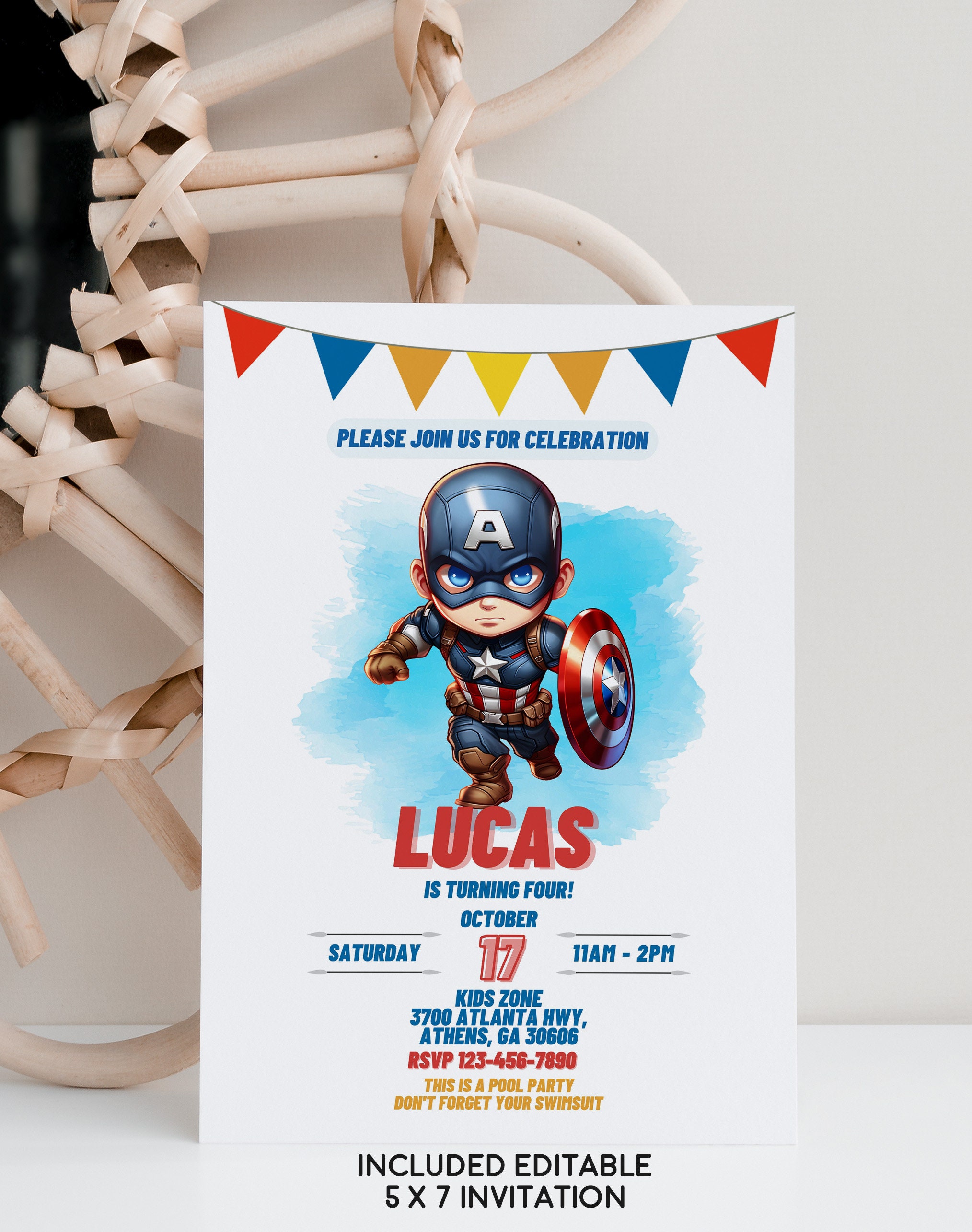 Editable Digital Invitation, Super Hero Birthday Invitation, Printable ...
