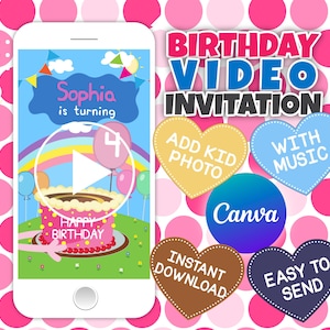 Invito video modificabile e scaricabile all'istante con una canzone, invito video digitale, invito video animato per dispositivi mobili, modello Canva