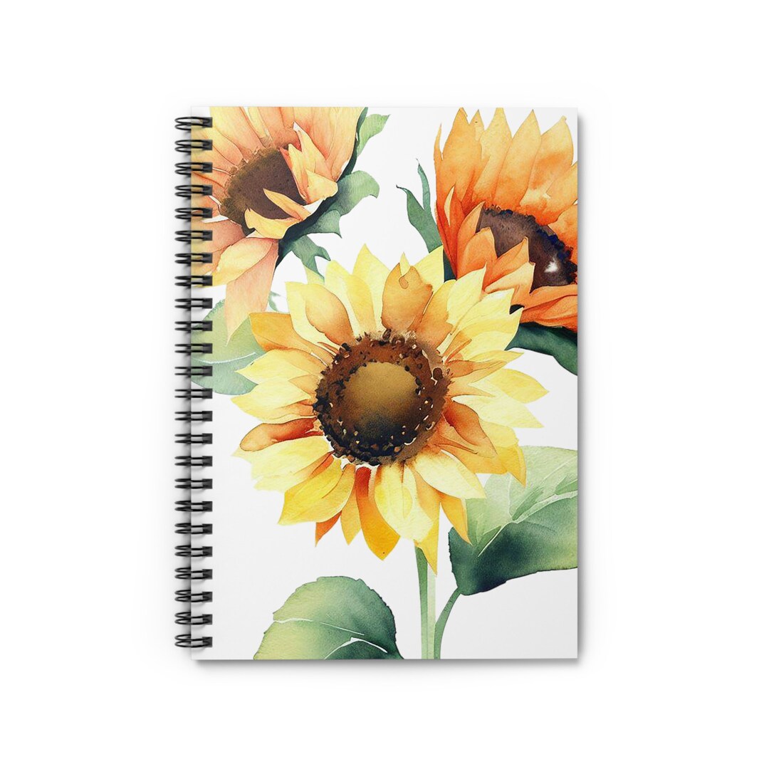 Sunflower Spiral Notebook - Ruled Line Paper Journal for Notes, Poems ...