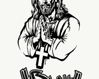 Calcomanía de vinilo de Jesucristo: calcomanía de fe cristiana, calcomanía religiosa impermeable para computadora portátil, Biblia, automóvil, botella de agua, ventanas y más.