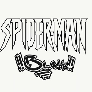 Spider Man lettering sticker/decal.  High quality and highly detailed commercial vinyl Spider Man lettering sticker/decal.