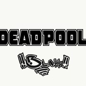 Deadpool sticker/decal.  High quality and highly detailed commercial vinyl Deadpool sticker/decal.