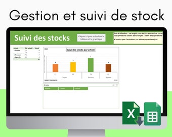 Suivi et gestion de stock tableau Excel et Googlesheet version française