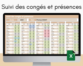 Leave and attendance tracking Excel beige template