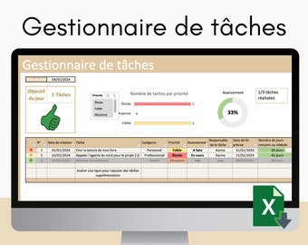 Task manager Excel template beige French version
