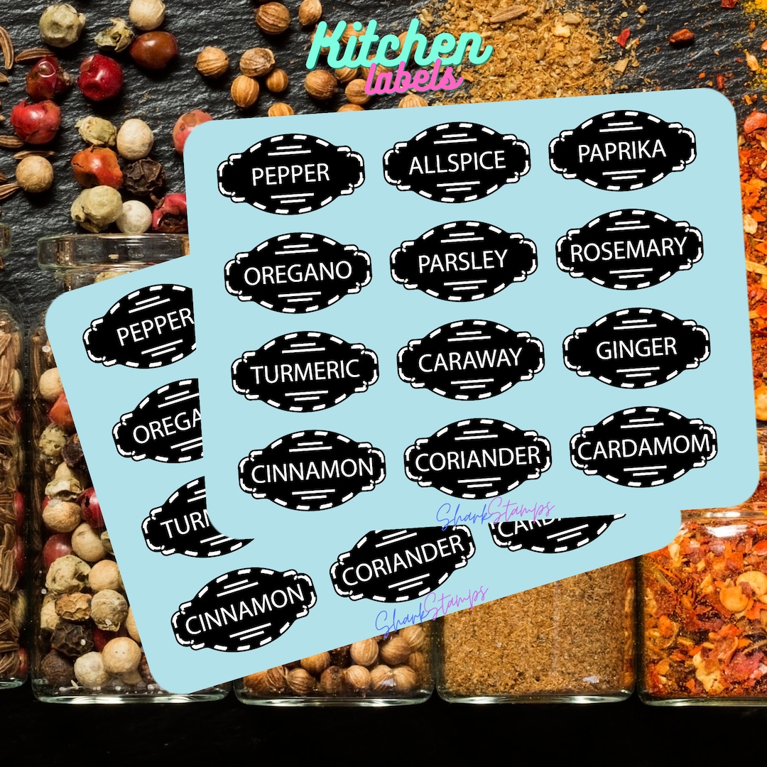 KITCHEN SPICES Labels, Organize Your Kitchen , Spice Jar Decals, Pantry