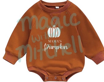 Mama&#39;s Pumpkin Fall Unisex Sweatshirt Onesie for Babies