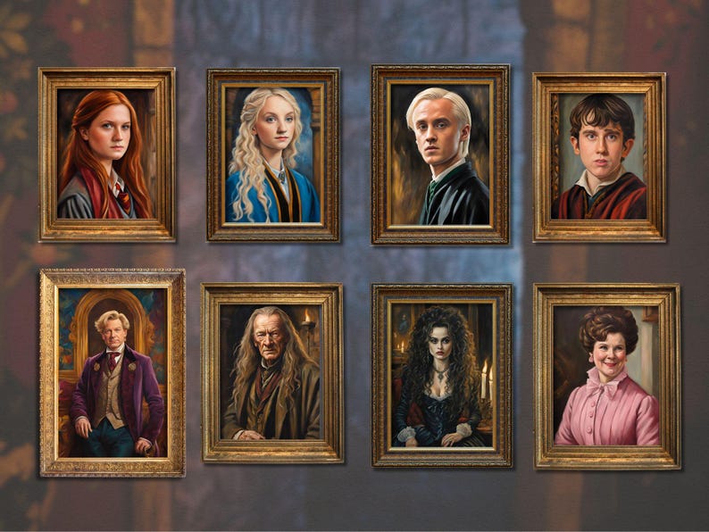 Snape Frame Set of +20 Wizard and Witch Portraits: DIY Gold Frame Prints, Magic ...