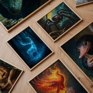 Set of 10 Magical Creatures Prints: Fantastic Beasts , Dark Academia Posters, Printable Wall Art (Digital Download)
