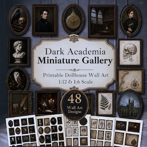 Dark Academia Miniature Gallery: Printable Dollhouse Wall Art & Mini Framed Prints (Digital Download)